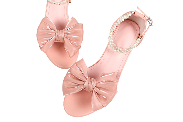 Women's Fashion French Bow Design Faux Pearl Strap Open Toe Wedding Party High Heel Women Sandals